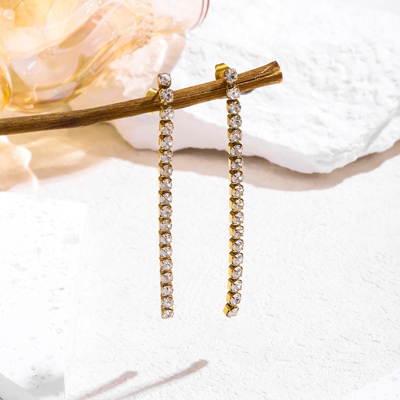 Women's Trendy Long Tassel Zirconia Stud Earrings, 12 Colors Available